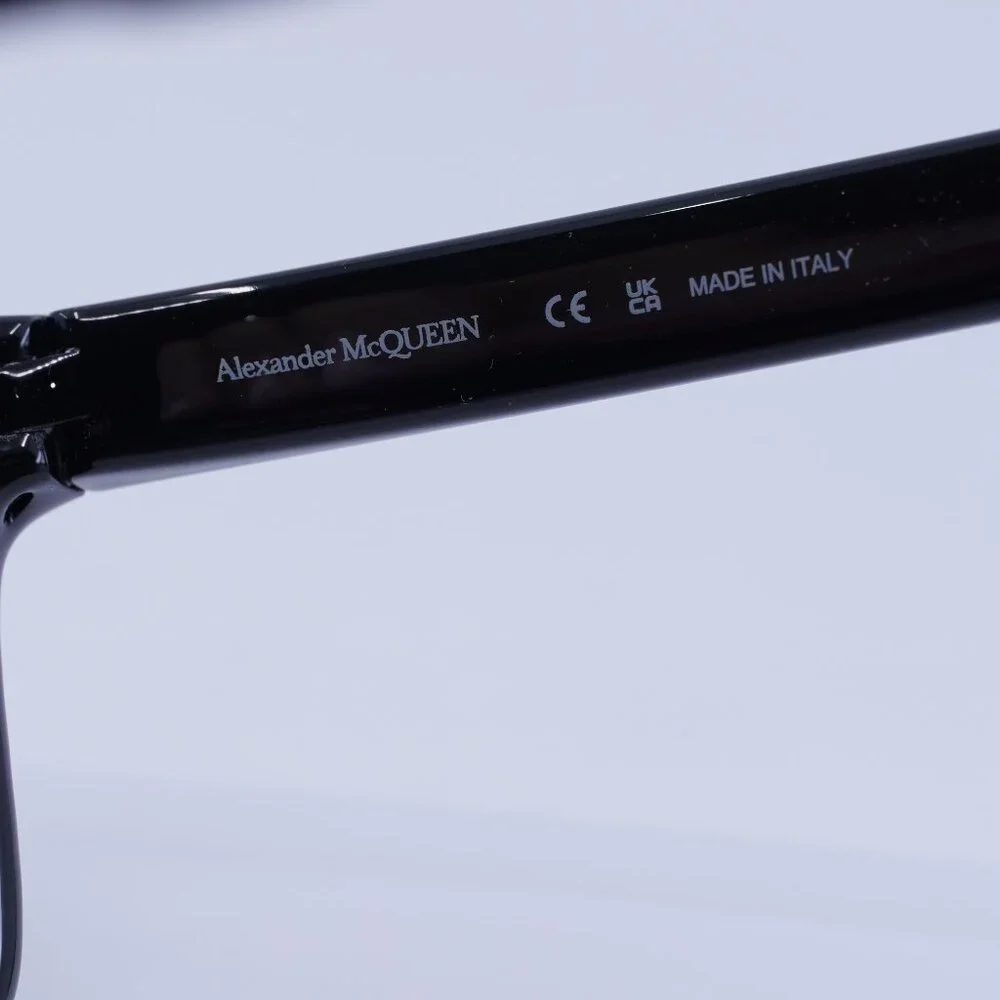Alexander McQueen AM0292SA 001 Sunglasses Black Square Frame, Grey Lenses
